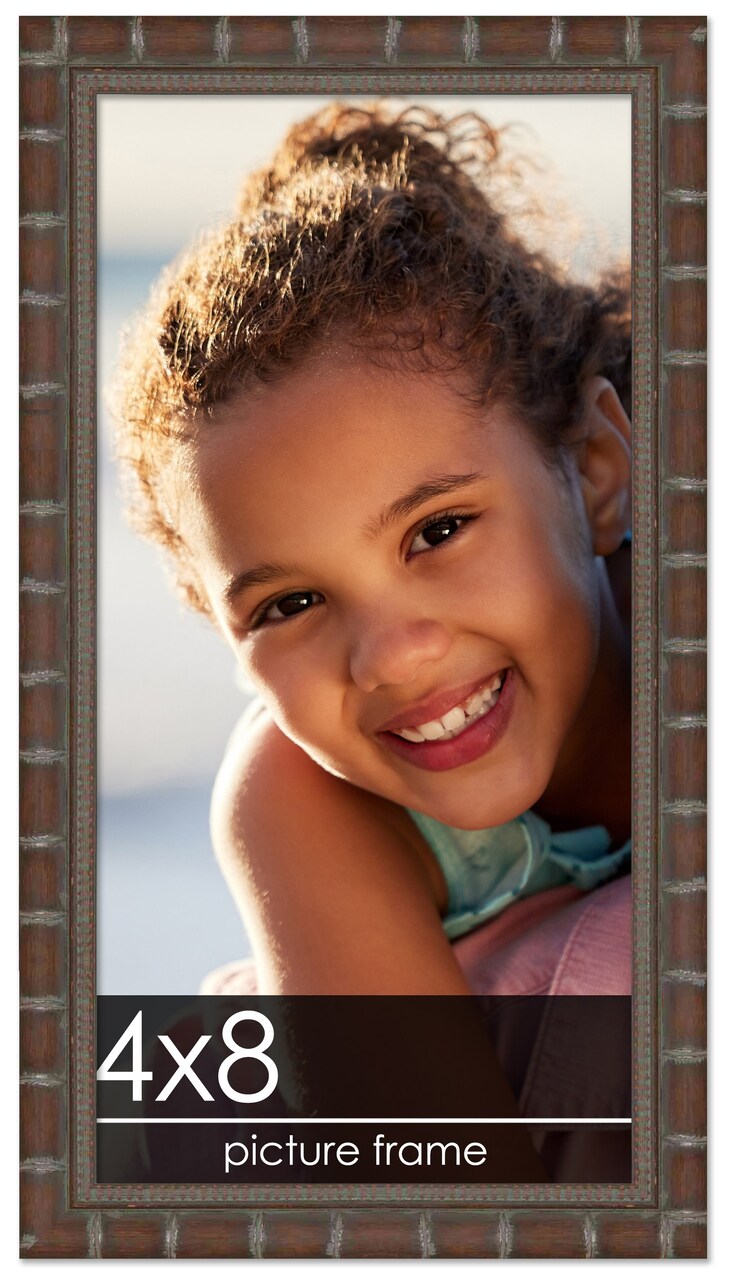 4x8 Brown Modern Bamboo Picture Frame - UV Acrylic, Foam Board Backing, Hanging Hardware